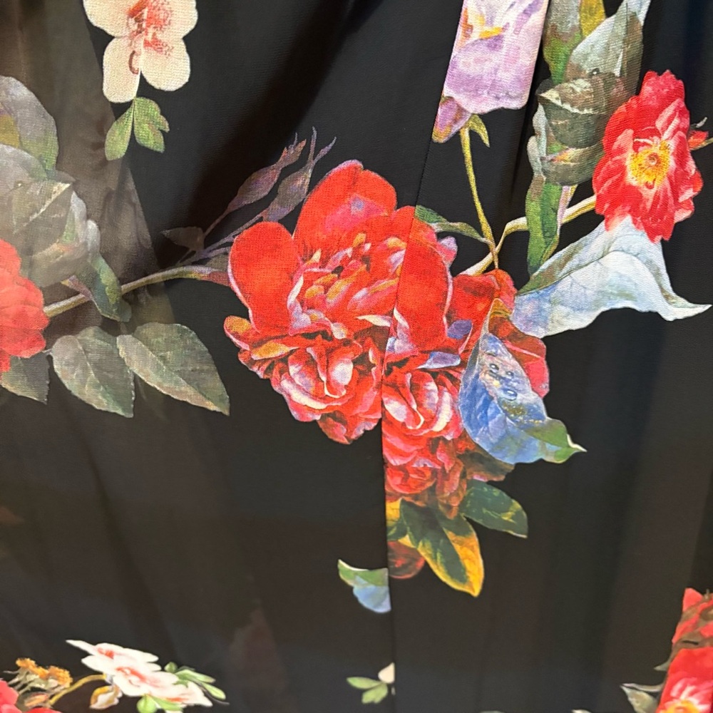 Adrianna Papell Floral Chiffon Maxi Dress Gown Sz 10 Dark Romantic Garden Party - Picture 10 of 15